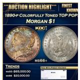 1890-p Morgan Dollar Colorfully Toned TOP POP! $1