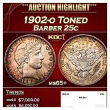 1902-o Barber Quarter Toned 25c ms65+ SEGS