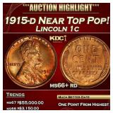 1915-d Lincoln Cent Near Top Pop! 1c ms66+ rd SEGS