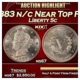 1883 n/c Liberty Nickel Near Top Pop 5c ms67 SEGS