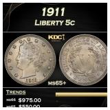 1911 Liberty Nickel 5c Grades ms65+