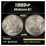 1889-p Morgan Dollar $1 Grades ms65