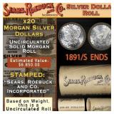 Uncirculated Morgan SEARS Silver Dollar $1 Roll 20