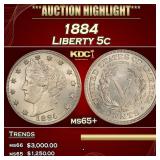 1884 Liberty Nickel 5c ms65+ SEGS
