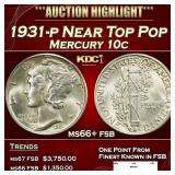 1931-p Mercury Dime Near Top Pop 10c ms66+ fsb SEG