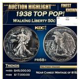 1938 Proof Walking Liberty Half Dollar TOP POP! 50