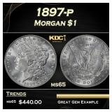 1897-p Morgan Dollar $1 Grades ms65
