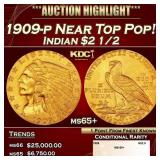 1909-p Gold Indian Quarter Eagle Near Top Pop! $2