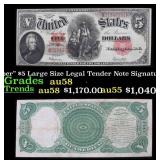 1907 $5 Large Size Legal Tender Note "WoodChopper"