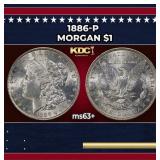 1886-p Morgan Dollar $1 Grades ms63+