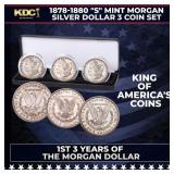 1878-1880 'S' Mint Morgan Silver Dollar 3 Coin Set