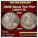 1908 Liberty Nickel Near Top Pop 5c ms66+ SEGS