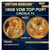 1909 VDB Lincoln Cent TOP POP! 1c ms68 rd SEGS