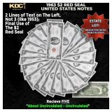 5x 1963 $2 Red Seal United States Note Grades AU/C