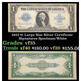1923 $1 large size Silver Certificate Grades vf++
