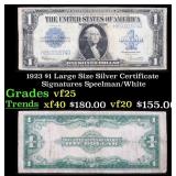 1923 $1 large size Silver Certificate Grades vf+ S