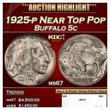 1925-p Buffalo Nickel Near Top Pop 5c ms67 SEGS