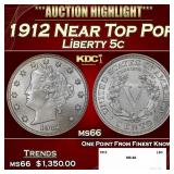 1912 Liberty Nickel Near Top Pop 5c ms66 SEGS