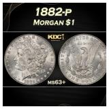 1882-p Morgan Dollar $1 Grades ms63+