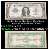 1923 $1 large size Silver Certificate Grades vf++