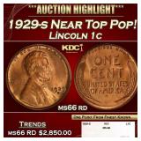 1929-s Lincoln Cent Near Top Pop! 1c ms66 rd SEGS