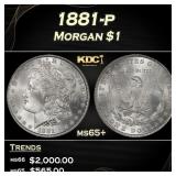 1881-p Morgan Dollar $1 Grades ms65+