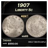 1907 Liberty Nickel 5c Grades ms65
