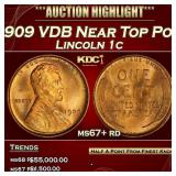 1909 VDB Lincoln Cent Near Top Pop 1c ms67+ rd SEG