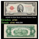 1928D $2 Red Seal United States Note Grades xf