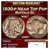 1930-p Buffalo Nickel Near Top Pop 5c ms66+ SEGS