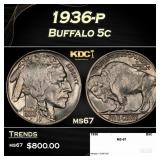 1936-p Buffalo Nickel 5c ms67 SEGS