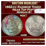 1882-cc Morgan Dollar Rainbow Toned Near Top Pop!