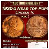 1930-d Lincoln Cent Near Top Pop! 1c ms66+ rd SEGS