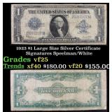1923 $1 large size Silver Certificate Grades vf+ S