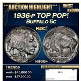 1936-p Buffalo Nickel TOP POP! 5c ms68+ SEGS