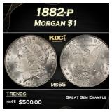 1882-p Morgan Dollar $1 Grades ms65