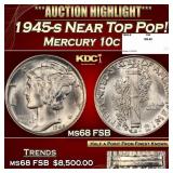1945-s Mercury Dime Near Top Pop! 10c ms68 FSB SEG