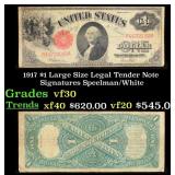 1917 $1 Large Size Legal Tender Note Grades vf++ S