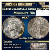 1944-d Mercury Dime Colorfully Toned TOP POP! 10c