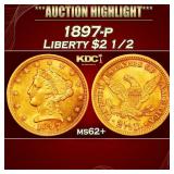 1897-p Gold Liberty Quarter Eagle $2 1/2 ms62+ USC