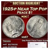 1925-p Peace Dollar Near Top Pop $1 ms67 SEGS
