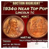 1934-d Lincoln Cent Near Top Pop 1c ms67 rd SEGS