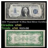 1934 $1 Blue Seal Silver Certificate "Funnyback" G