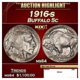 1916-s Buffalo Nickel 5c ms64 SEGS
