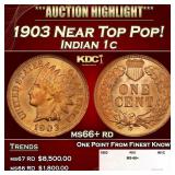 1903 Indian Cent Near Top Pop! 1c ms66+ rd SEGS