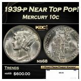 1939-p Mercury Dime Near Top Pop! 10c ms68 SEGS