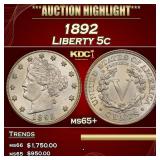 1892 Liberty Nickel 5c ms65+ SEGS