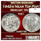 1942-s Mercury Dime Near Top Pop! 10c ms68 FSB SEG