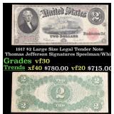 1917 $2 Large Size Legal Tender Note Thomas Jeffer
