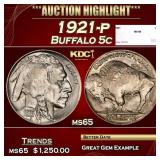 1921-p Buffalo Nickel 5c ms65 SEGS